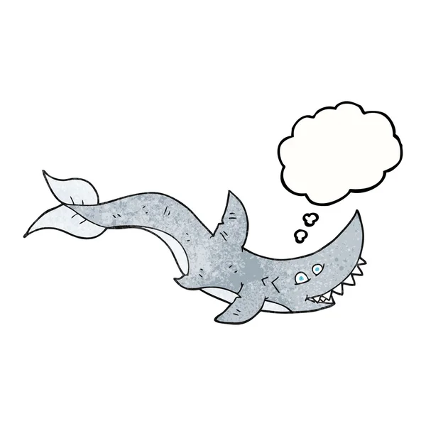 Pensamiento burbuja textura caricatura tiburón — Vector de stock