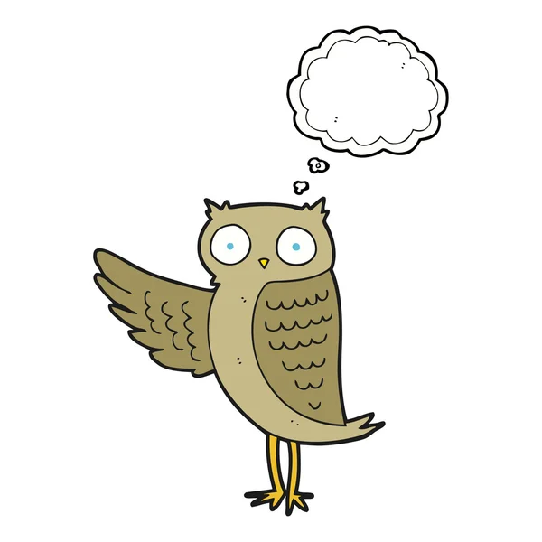 Trodde bubble cartoon owl — Stock vektor