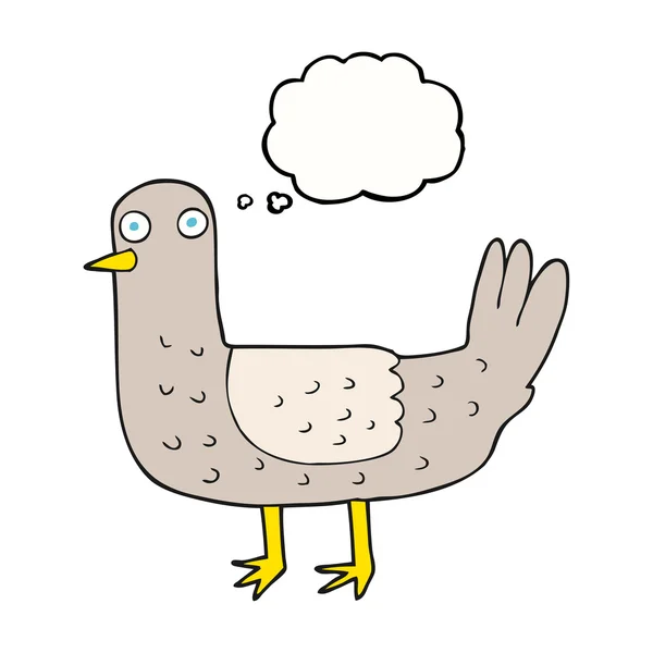 Gedachte zeepbel cartoon vogel — Stockvector