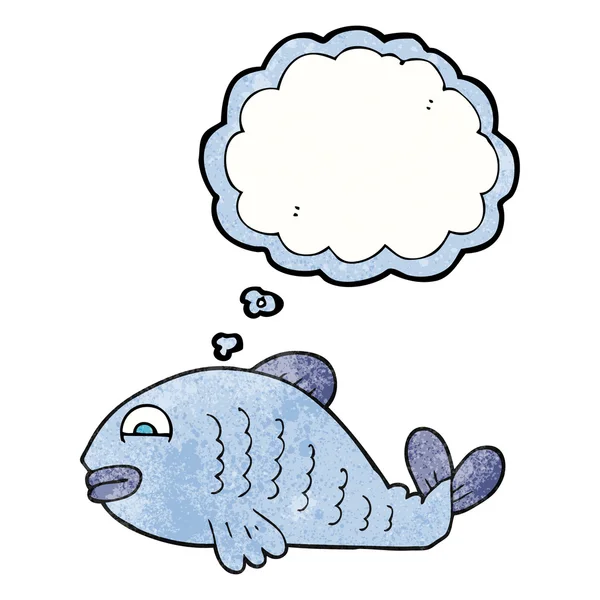 Pensamento bolha texturizado cartoon peixe — Vetor de Stock