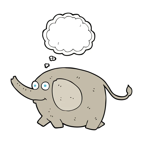 Elefante de dibujos animados burbuja pensamiento — Vector de stock