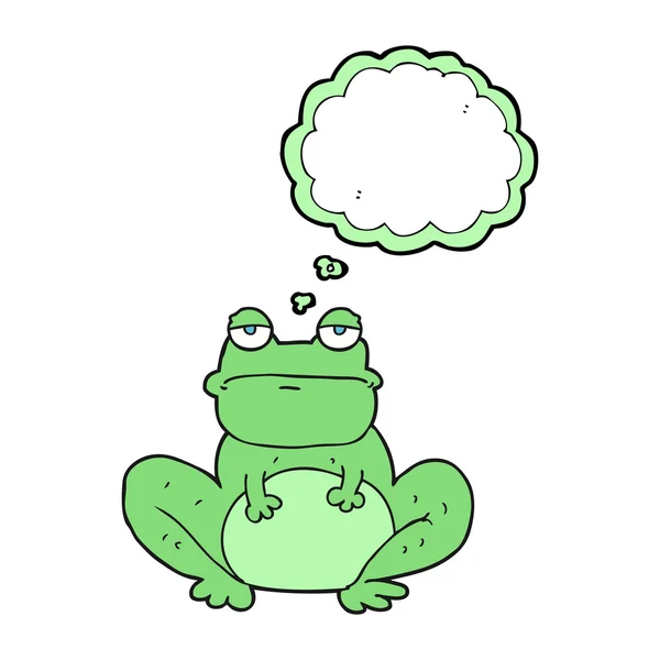 Думав бульбашкова мультяшна жаба — стоковий вектор