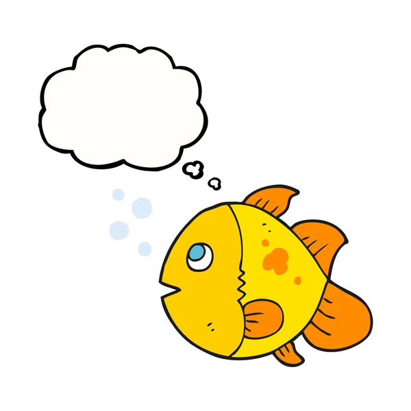 Pensamento bolha cartoon peixe — Vetor de Stock
