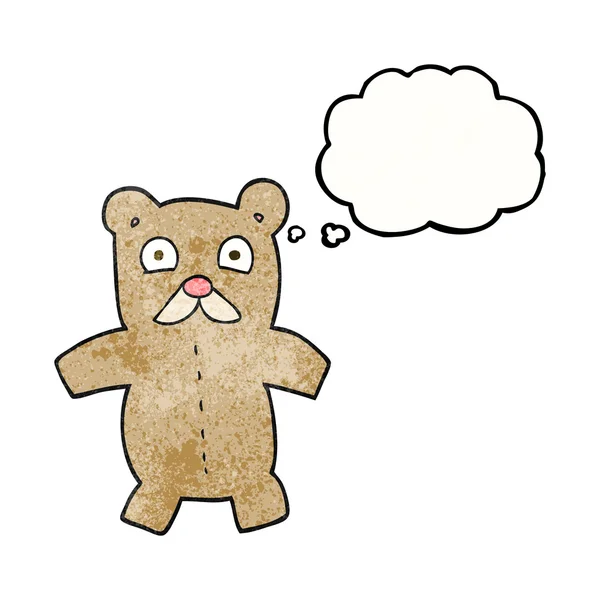 Gedankenblase texturierter Cartoon-Teddybär — Stockvektor