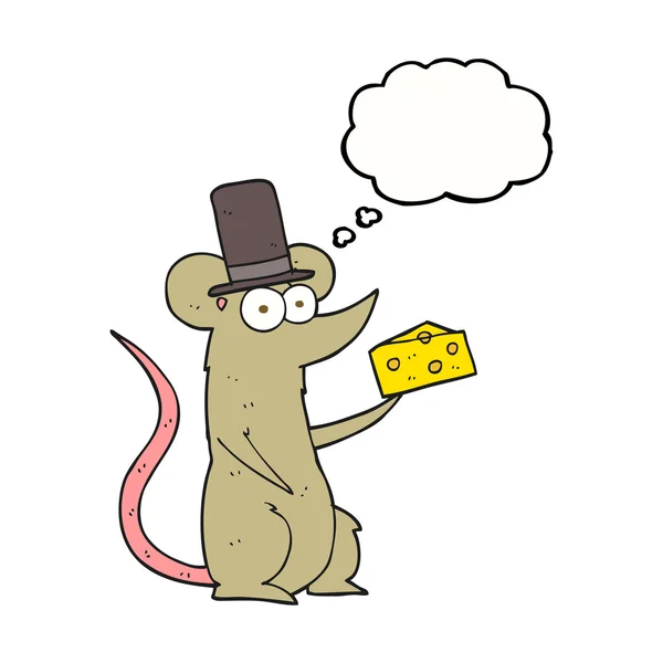 Σκέψη φούσκα ποντίκι καρτούν με τυρί — Διανυσματικό Αρχείο