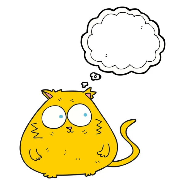 Мысли пузырь мультяшный толстый кот — стоковый вектор