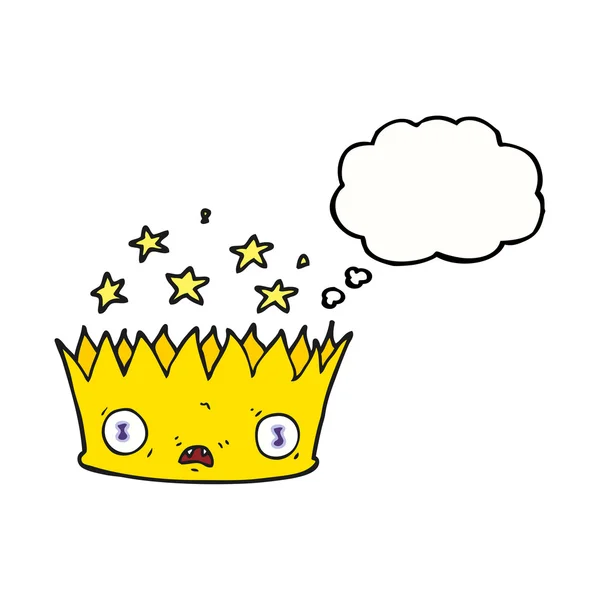 Thought bubble cartoon magic crown — Stock Vector