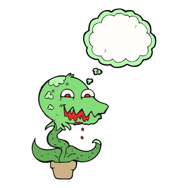 Thought bubble cartoon monster plant — Stock Vector
