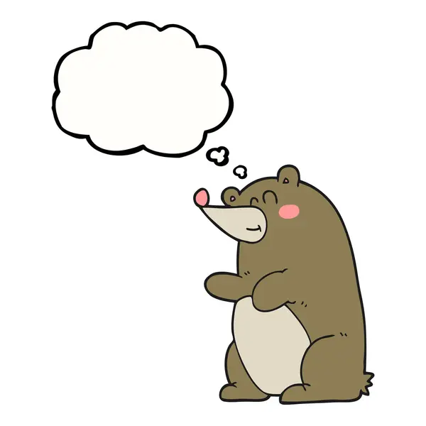 Pensiero bolla cartone animato orso — Vettoriale Stock