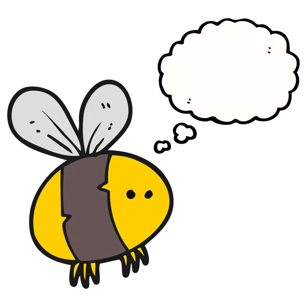 Pensamiento burbuja de dibujos animados abeja — Vector de stock