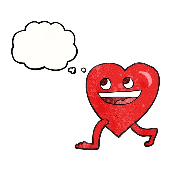 Gedankenblase texturierte Cartoon Walking Heart — Stockvektor