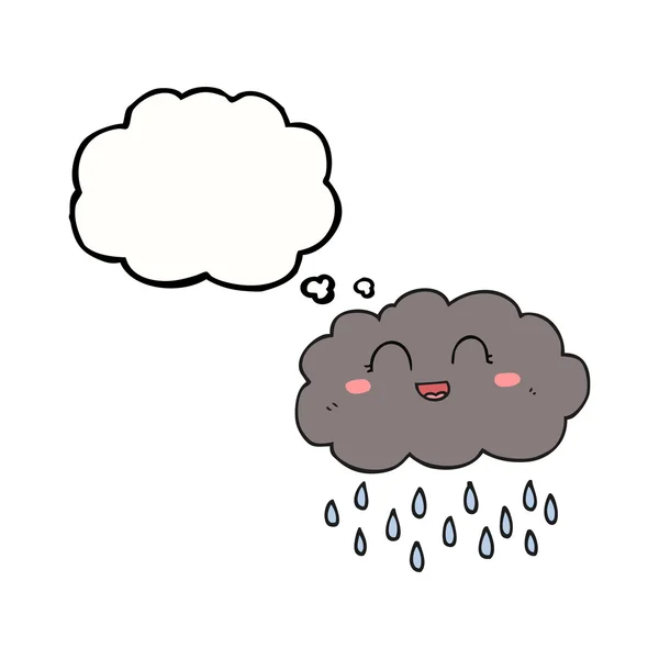 Pensée bulle dessin animé pluie nuage — Image vectorielle