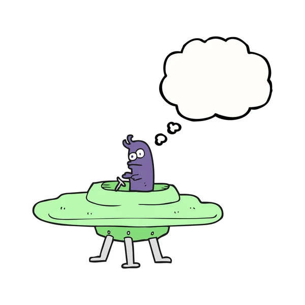 Pensée bulle dessin animé soucoupe volante — Image vectorielle