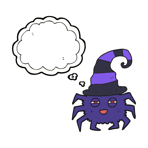 Pensiero bolla cartone animato ragno di Halloween — Vettoriale Stock