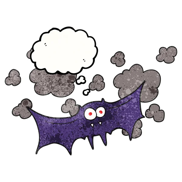 Thought bubble textured cartoon vampire bat — Stock Vector