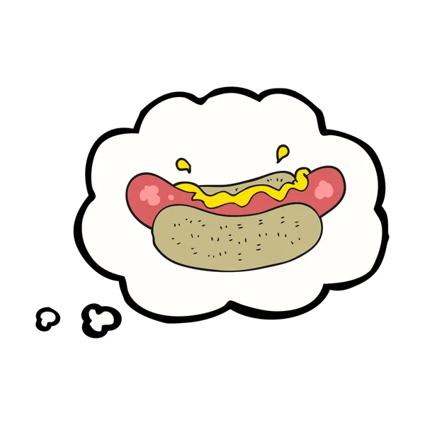 Σκέψη φούσκα γελοιογραφία hotdog — Διανυσματικό Αρχείο