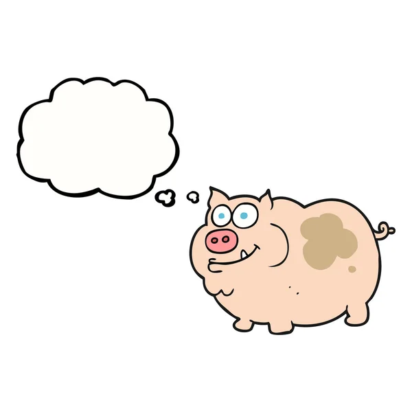 Trodde bubble tecknad gris — Stock vektor