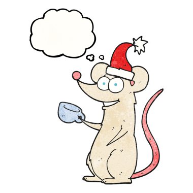 kabarcık dokulu karikatür fare Noel şapka takıyor sanıyordum