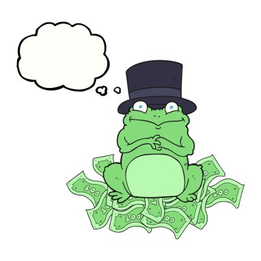 Silindir şapka kabarcık karikatür zengin kurbağa sandım