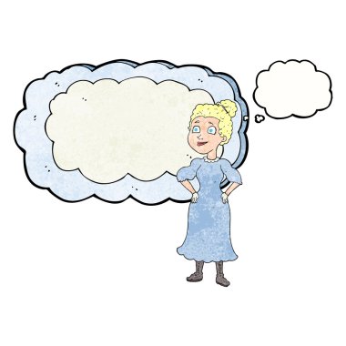 düşünce balonu içinde Victoria kadın karikatür dokulu