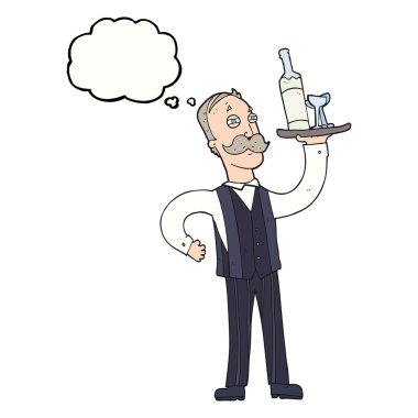 düşünce kabarcık karikatür garson