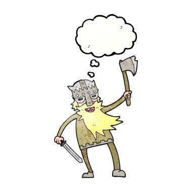 düşünce bubble dokulu karikatür viking savaşçısı