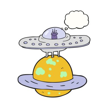 düşünce kabarcık karikatür uçan daire