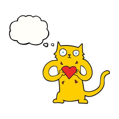 aşk kalp ile düşünce kabarcık karikatür kedi