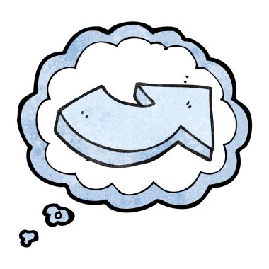 kabarcık dokulu karikatür işaret eden ok düşündüm