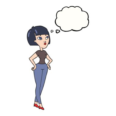 düşünce kabarcık karikatür kadın