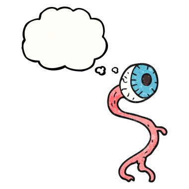 Brüt düşünce balonu dokulu karikatür göz küresi