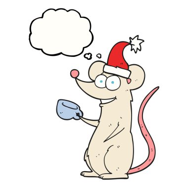 kabarcık karikatür fare Noel şapka takıyor sanıyordum