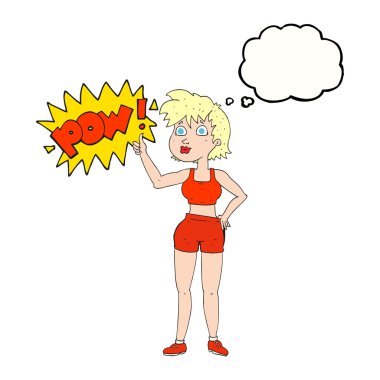 sembol Yaşasın vererek mutlu jimnastik salonu kadın