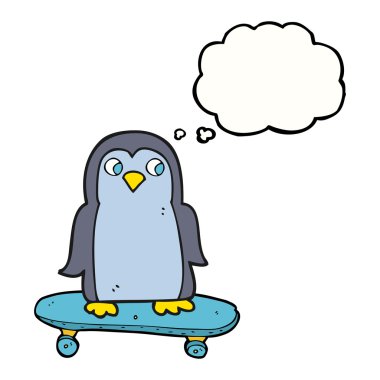 kabarcık karikatür penguen kaykay sürme sanıyordum