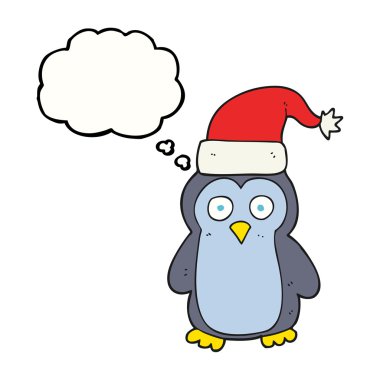 düşünce balonu Noel penguen karikatür