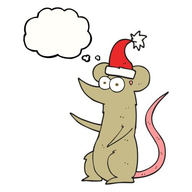 kabarcık karikatür fare Noel şapka takıyor sanıyordum