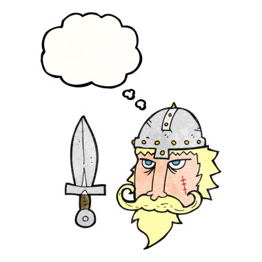 düşünce bubble dokulu karikatür viking savaşçısı