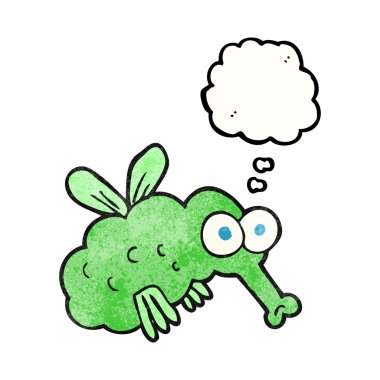 düşünce balonu dokulu karikatür sinek