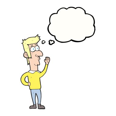 düşünce kabarcık karikatür adam sallayarak