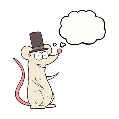 kabarcık karikatür fare silindir şapka içinde düşündüm