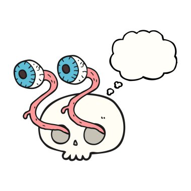 Brüt düşünce kabarcık karikatür göz küresi kafatası