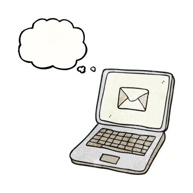 kabarcık dokulu karikatür dizüstü bilgisayar ile mesaj sym sanıyordum