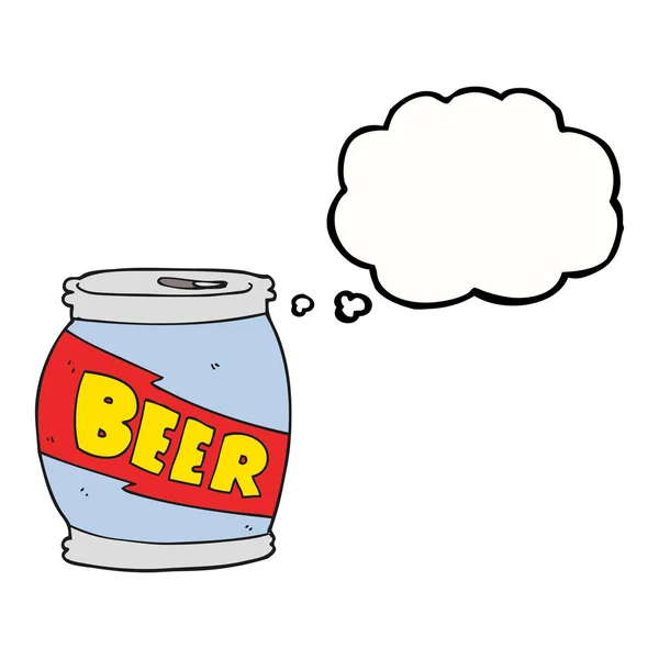 Myśli bańki kreskówka puszka piwa — Wektor stockowy
