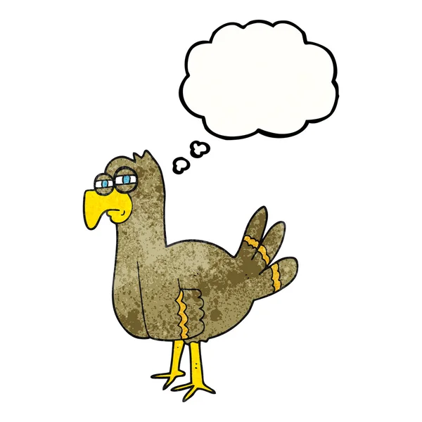 Pensamento bolha texturizado desenho animado pássaro — Vetor de Stock