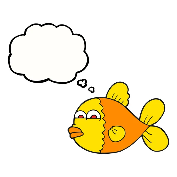 Pensiero bolla cartone animato pesce — Vettoriale Stock