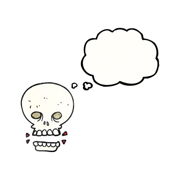 Pensée bulle texturé dessin animé crâne effrayant — Image vectorielle