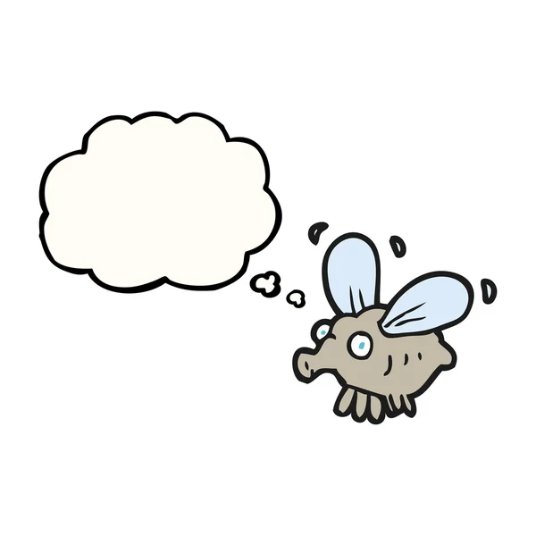 Pensée bulle dessin animé mouche — Image vectorielle