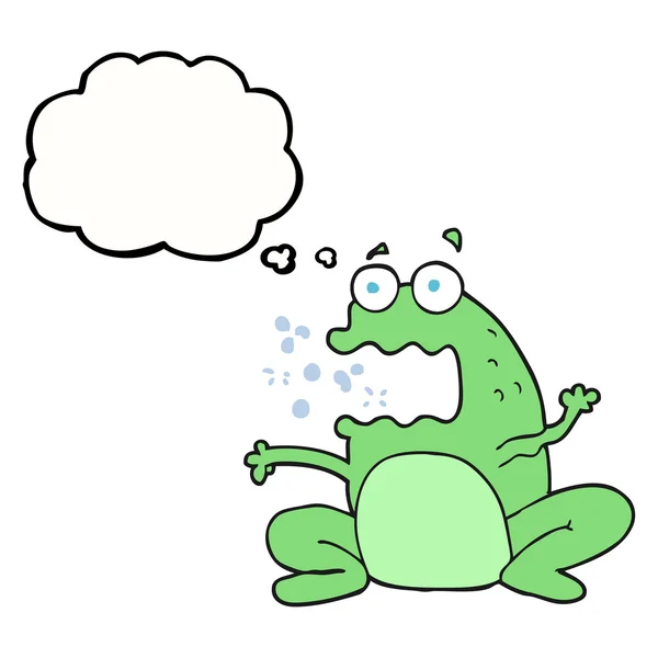 Thought bubble cartoon burping frog — Stock Vector