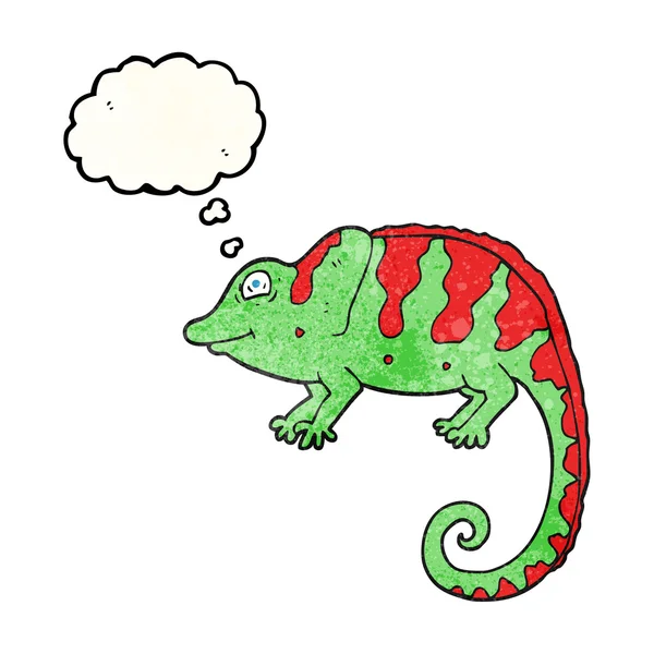 Myslel bublina texturou kreslený chameleon — Stockový vektor