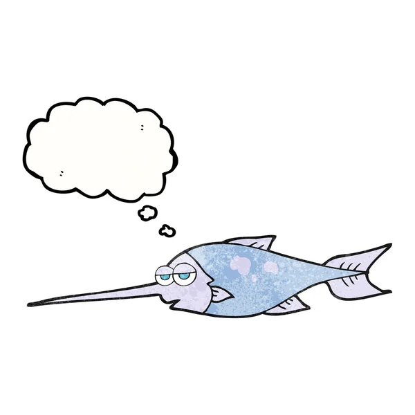 Gedankenblase texturierte Karikatur Schwertfisch — Stockvektor